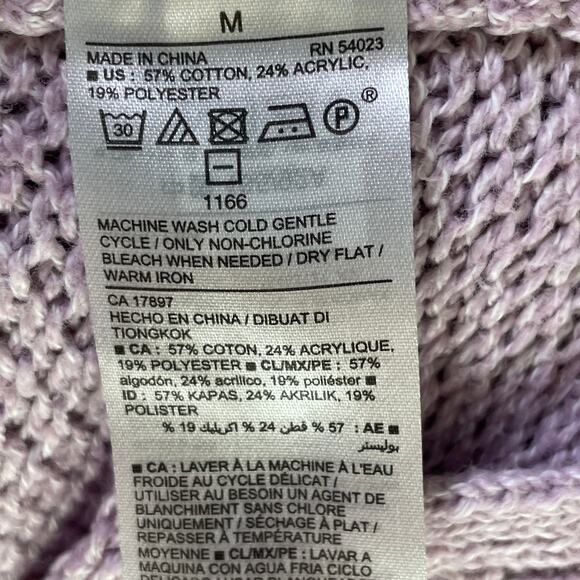 Old Navy Lilac Crew Neck Loose Knit LS Sweater Side Slits Ribbing Variations S M - Picture 12 of 13